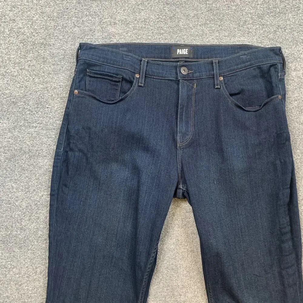 Paige Jeans Mens 35 Blue Federal Slim Straight Mid Rise Stretch Denim Dark Wash